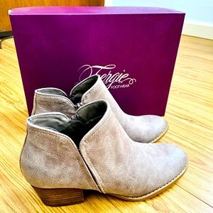 Fergie Suede Tan Ankle Booties